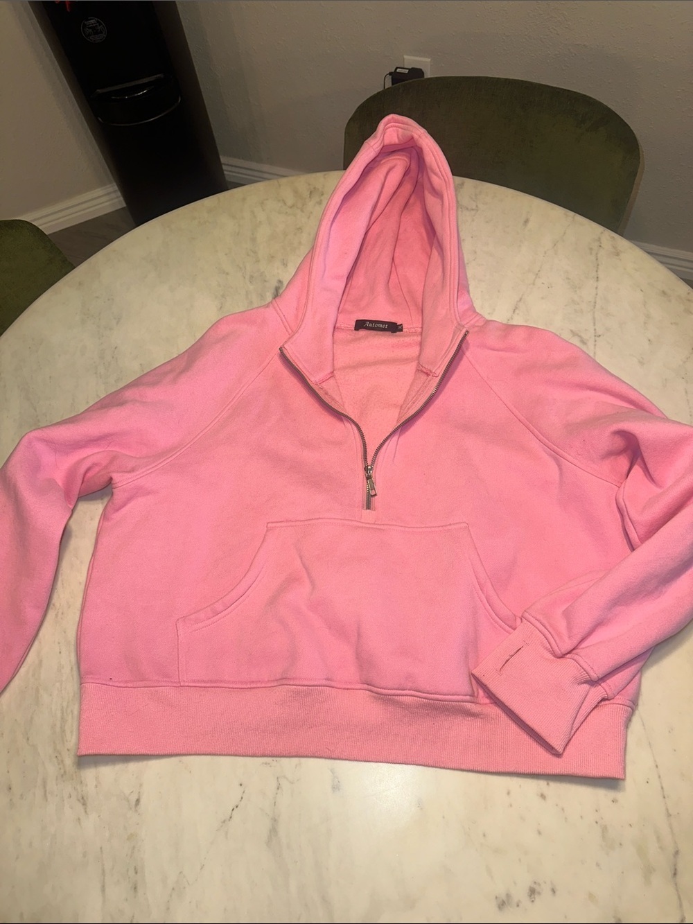 Women's Pink Half-Zip Hooded Pullover Sweatshirt size XL